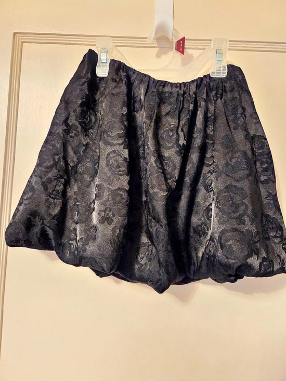 Kids Rouched Skirt With Black Floral Print